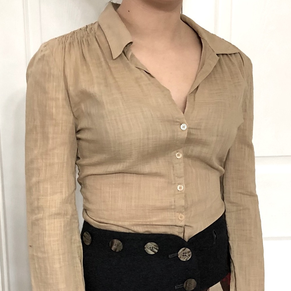 Guess Collection Beige Button-down Blouse
